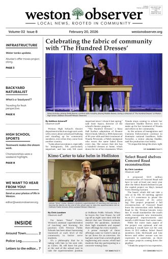 Front page of Weston Observer print edition for February 20,2026.