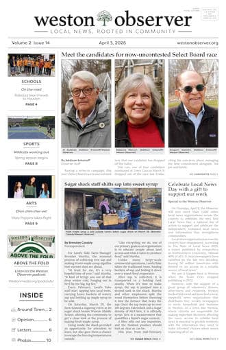 Front page of Weston Observer print edition for April 3, 2026.