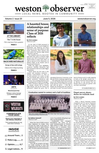 Front page of Weston Observer print edition for June 5, 2026.