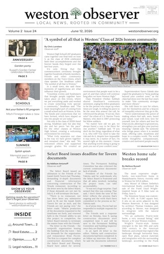Front page of Weston Observer print edition for June 12, 2026.